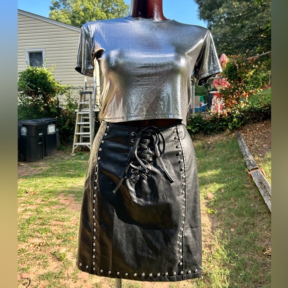 Boo Hoo Dresses & Skirts - Brand New Boo Hoo Plus Studded Pu Mini Skirt